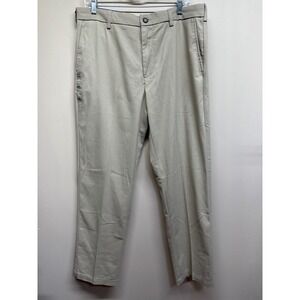 Crofts & Barrow Mens Classic Fit Khaki Flat Front Stretch Fabric Pants 34x32